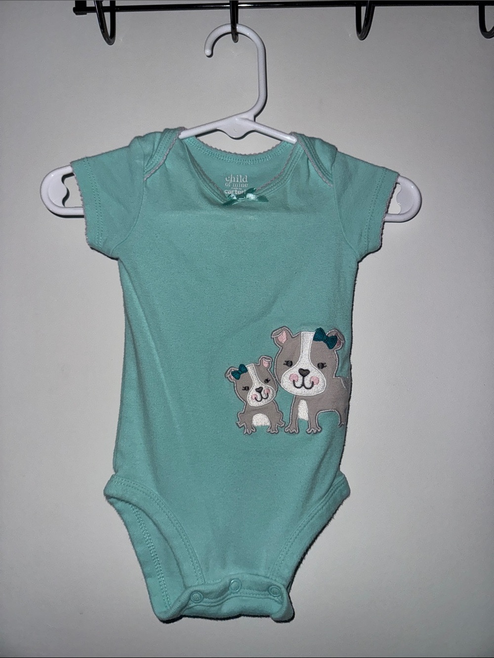 Carter's Mint Green Baby One-Piece Bodysuit with Puppy Appliqués